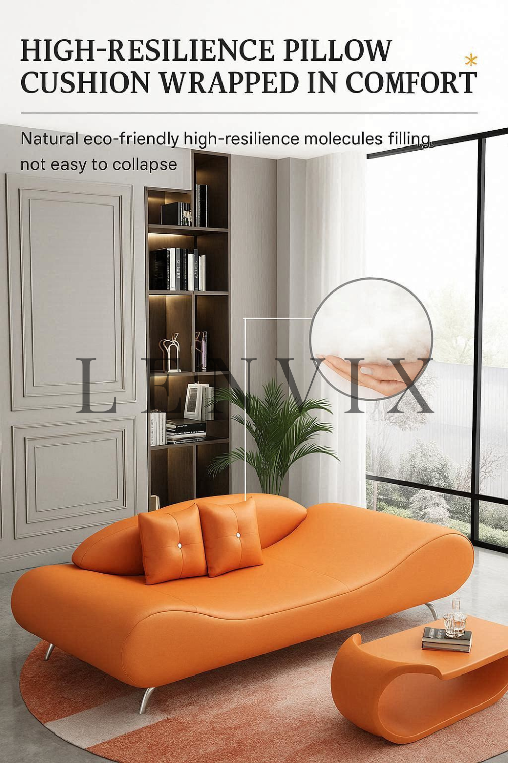 Lenvix Designer Curved Lounge Sofa, Modern Nordic Statement Couch